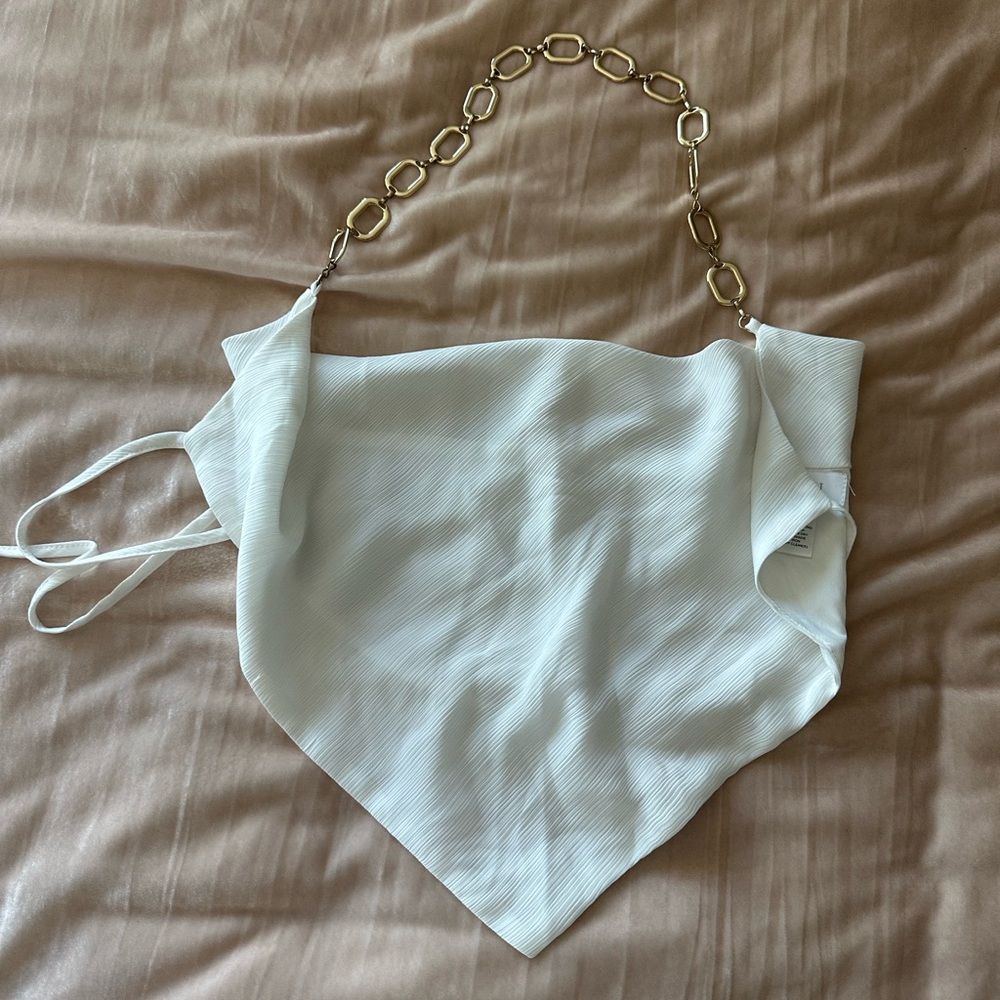 Meshki White Shoulder top with Gold Chain
